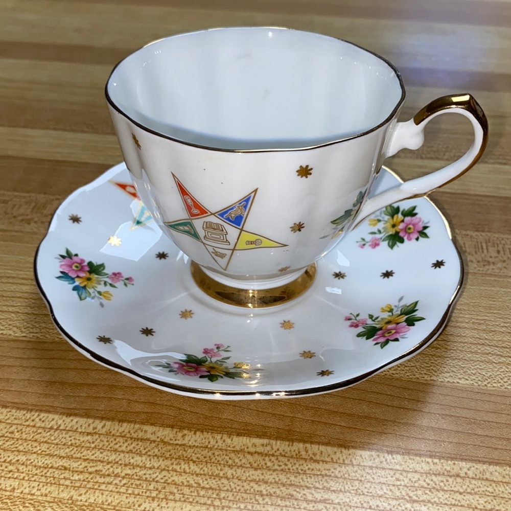 Elizabethan Fine Bone China Order of the Eastern Star Masonic Tea Cup/saucer